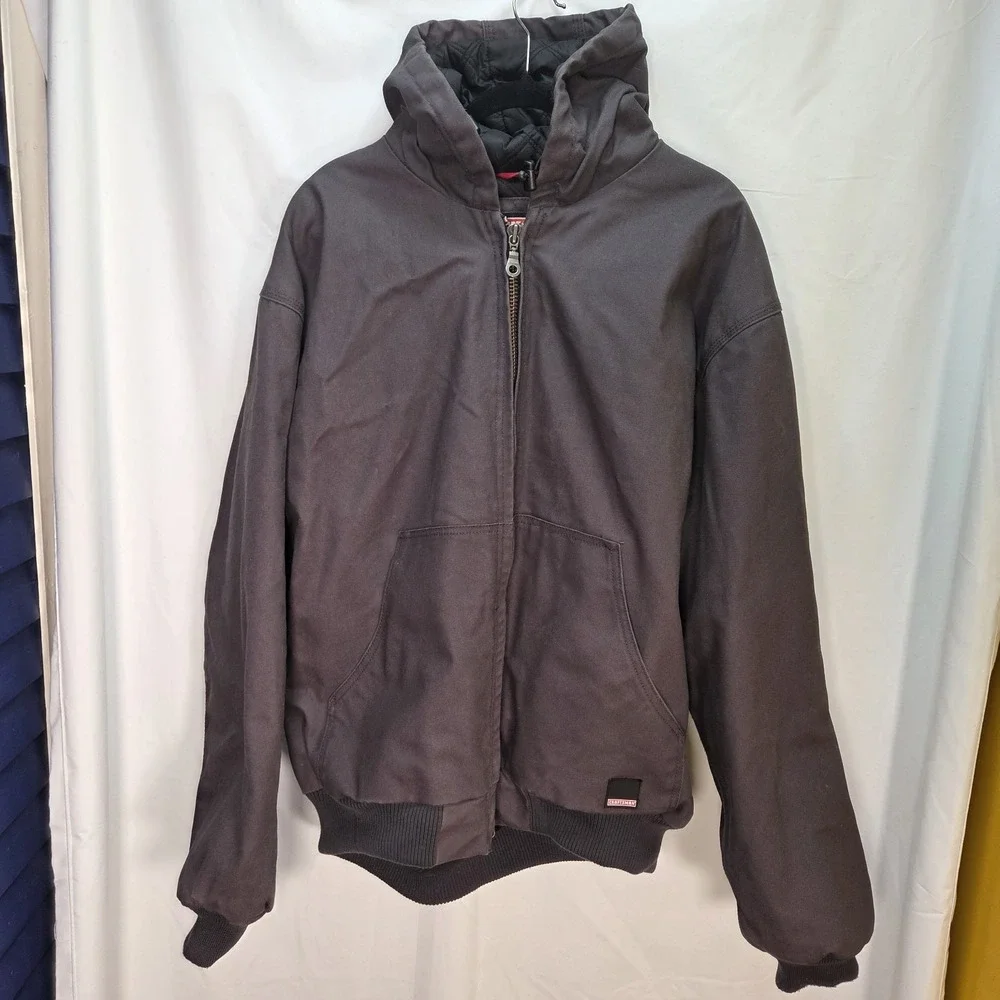 Craftsman Men's Carhartt Style Duck Canvas Hooded Quilted Work Jacket XL Gray